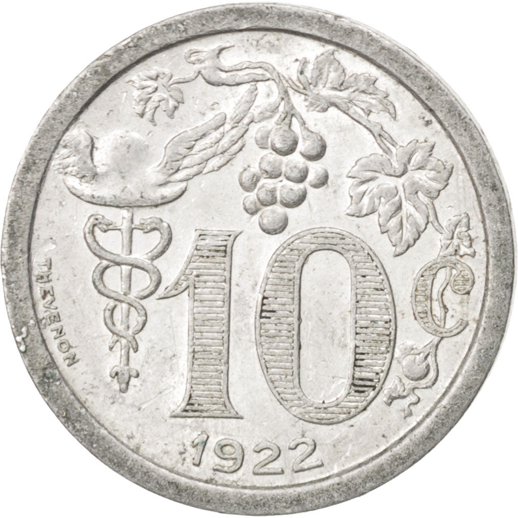 France, 10 Centimes, 1922, AU(55-58), Aluminium, Elie #10.2, 1.15