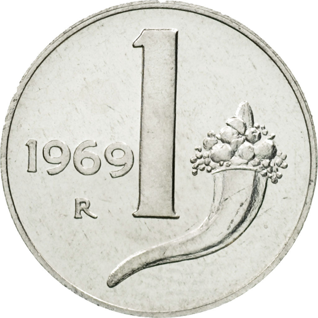 Coin, Italy, Lira, 1969, Rome, MS(63), Aluminum, KM:91