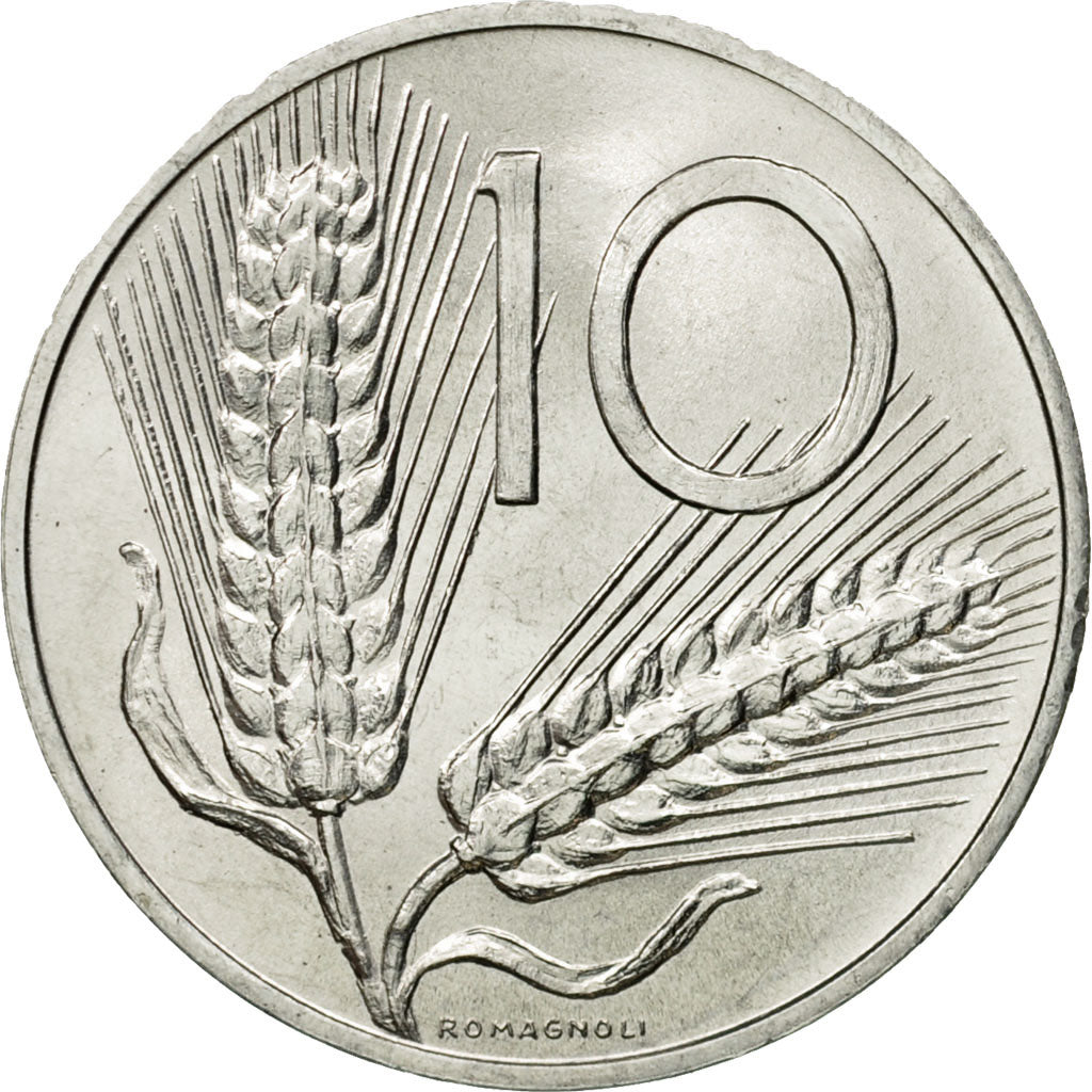 Coin, Italy, 10 Lire, 1971, Rome, MS(63), Aluminum, KM:93