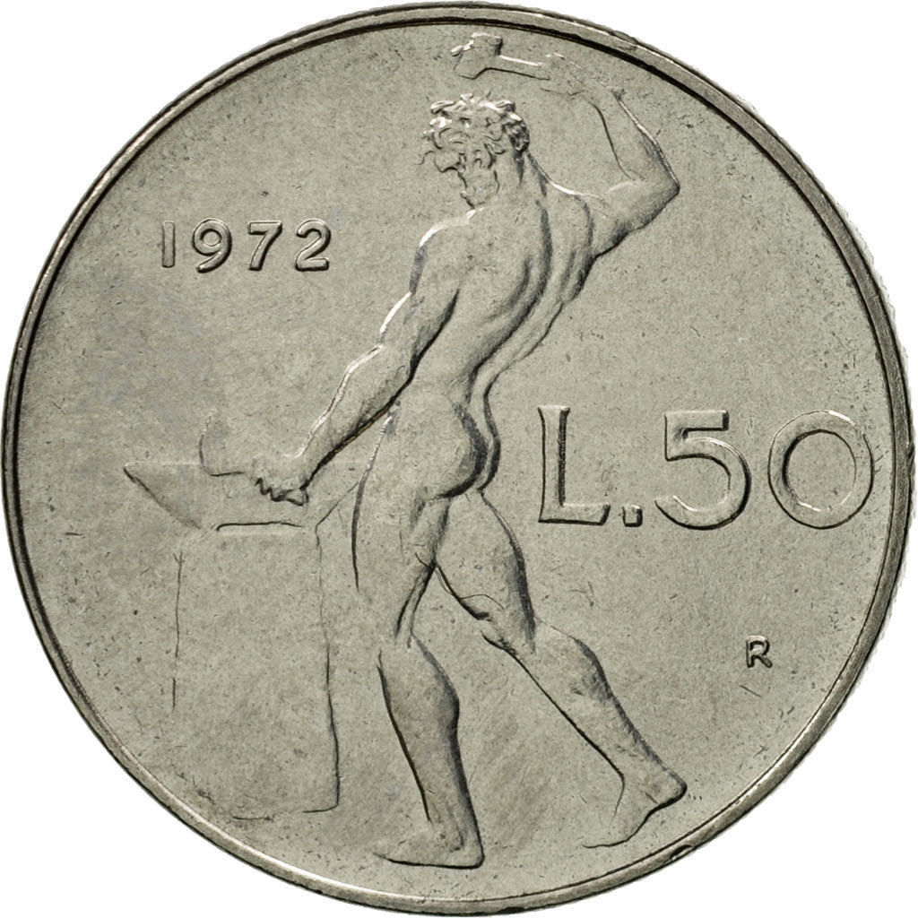 Coin, Italy, 50 Lire, 1972, Rome, MS(63), Stainless Steel, KM:95.1