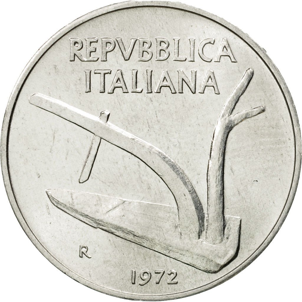 Coin, Italy, 10 Lire, 1972, Rome, MS(60-62), Aluminum, KM:93