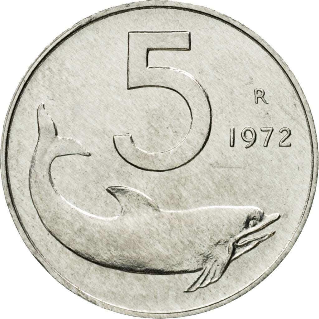 Coin, Italy, 5 Lire, 1972, Rome, MS(63), Aluminum, KM:92