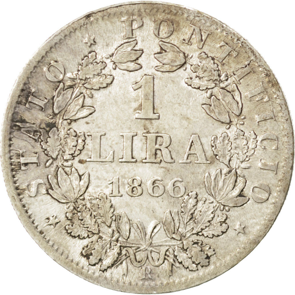 Vatican, Pie IX, 1 Lire 1866 R (Rome) XXI, KM 1378