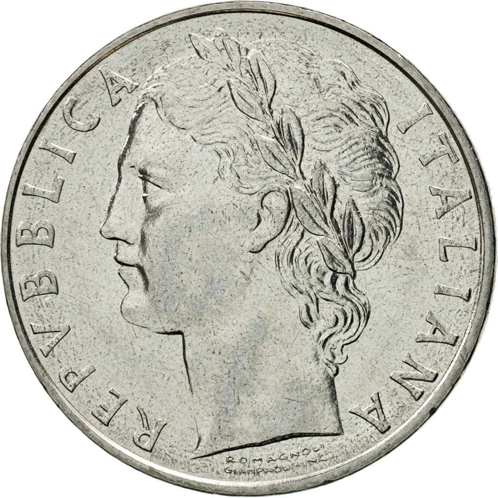 Coin, Italy, 100 Lire, 1975, Rome, MS(63), Stainless Steel, KM:96.1