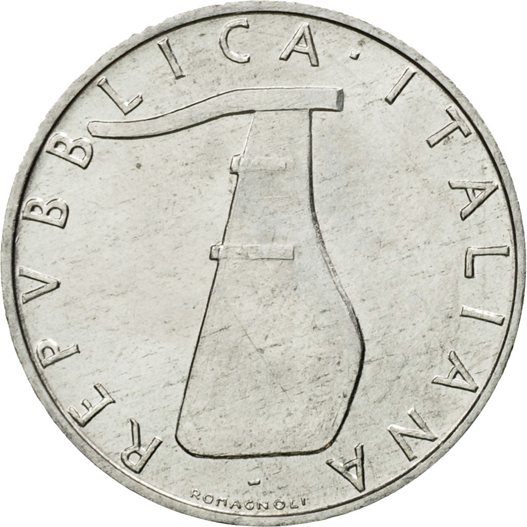 Coin, Italy, 5 Lire, 1975, Rome, AU(55-58), Aluminum, KM:92