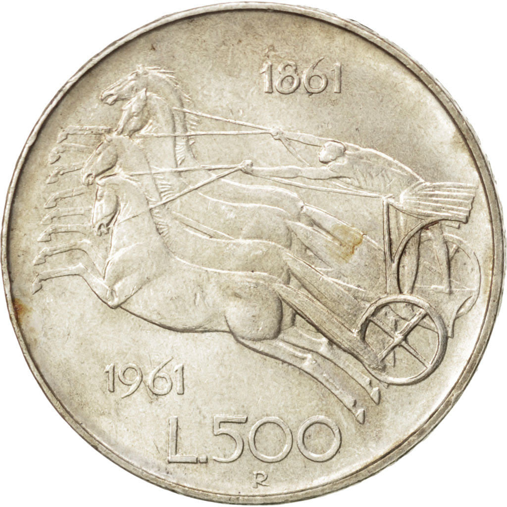 Coin, Italy, 500 Lire, 1961, Rome, MS(60-62), Silver, KM:99
