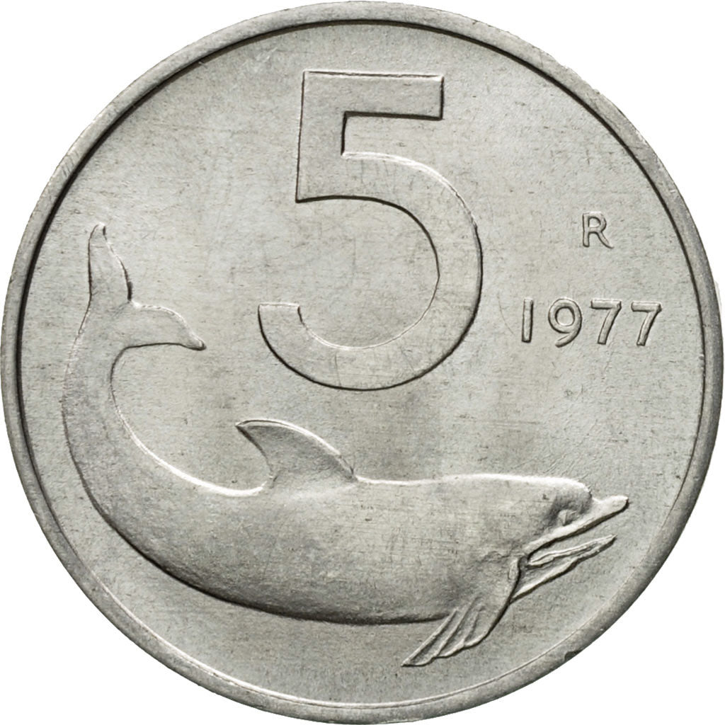 Monnaie, Italie, 5 Lire, 1977, Rome, SUP, Aluminium, KM:92
