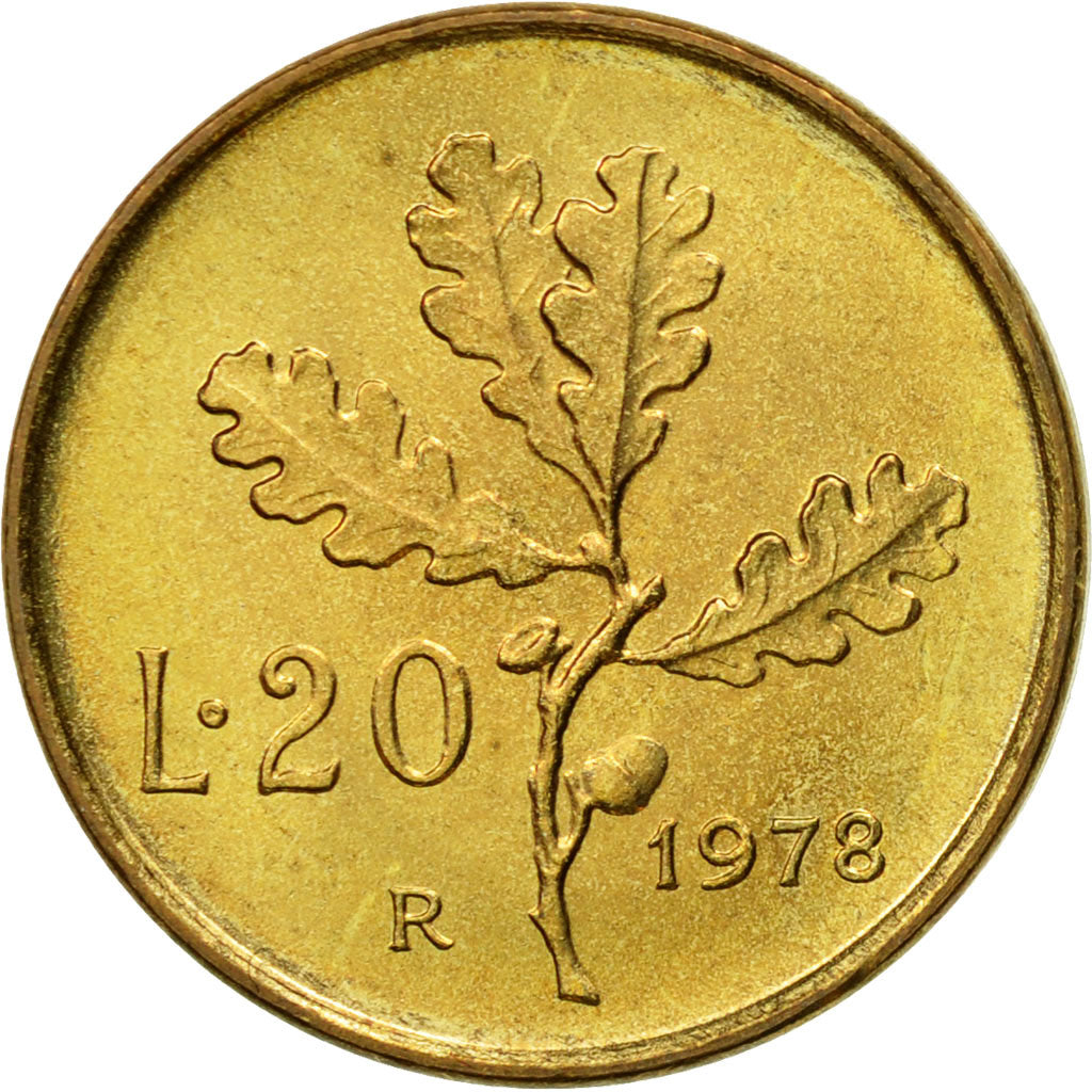 Coin, Italy, 20 Lire, 1978, Rome, MS(60-62), Aluminum-Bronze, KM:97.2