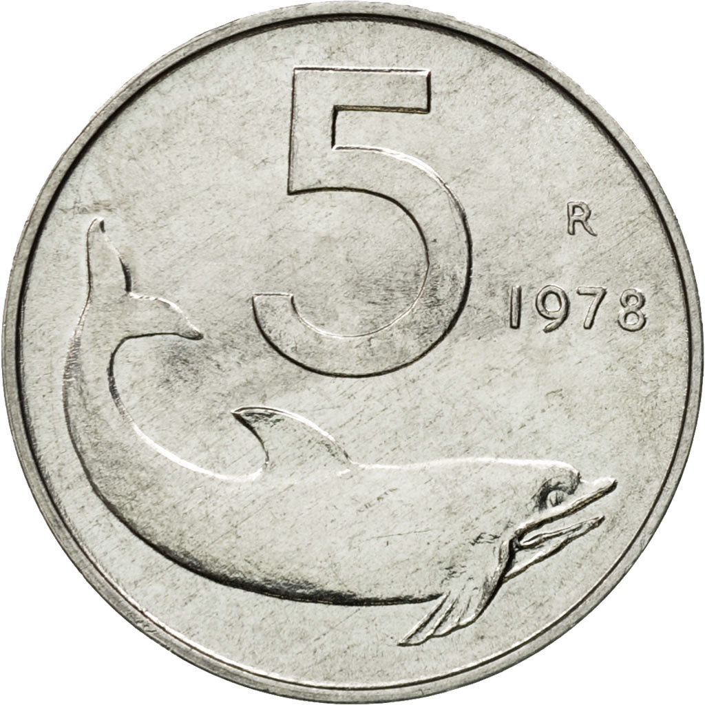 Coin, Italy, 5 Lire, 1978, Rome, MS(60-62), Aluminum, KM:92