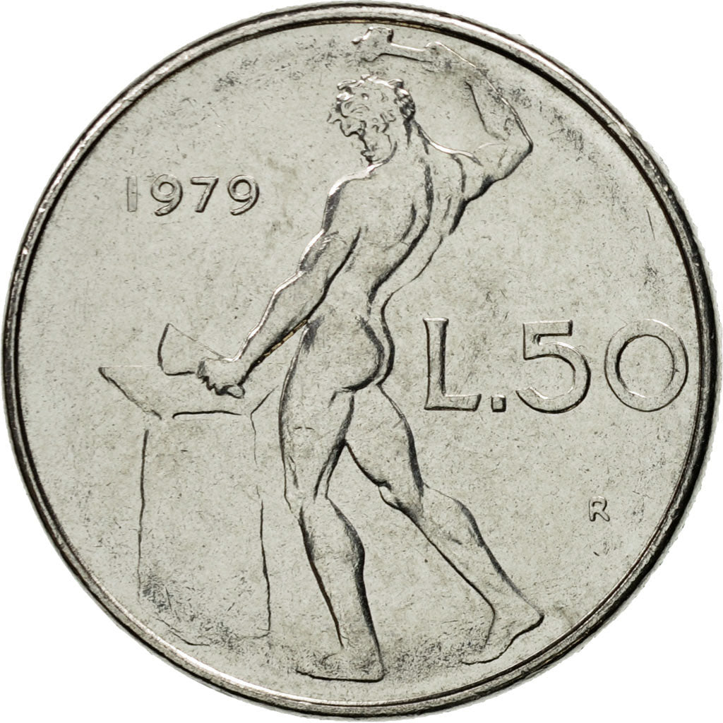 Moneta, Italia, 50 Lire, 1979, Rome, SPL, Acciaio inossidabile, KM:95.1