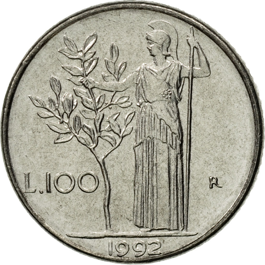 Coin, Italy, 100 Lire, 1992, Rome, MS(63), Stainless Steel, KM:96.2