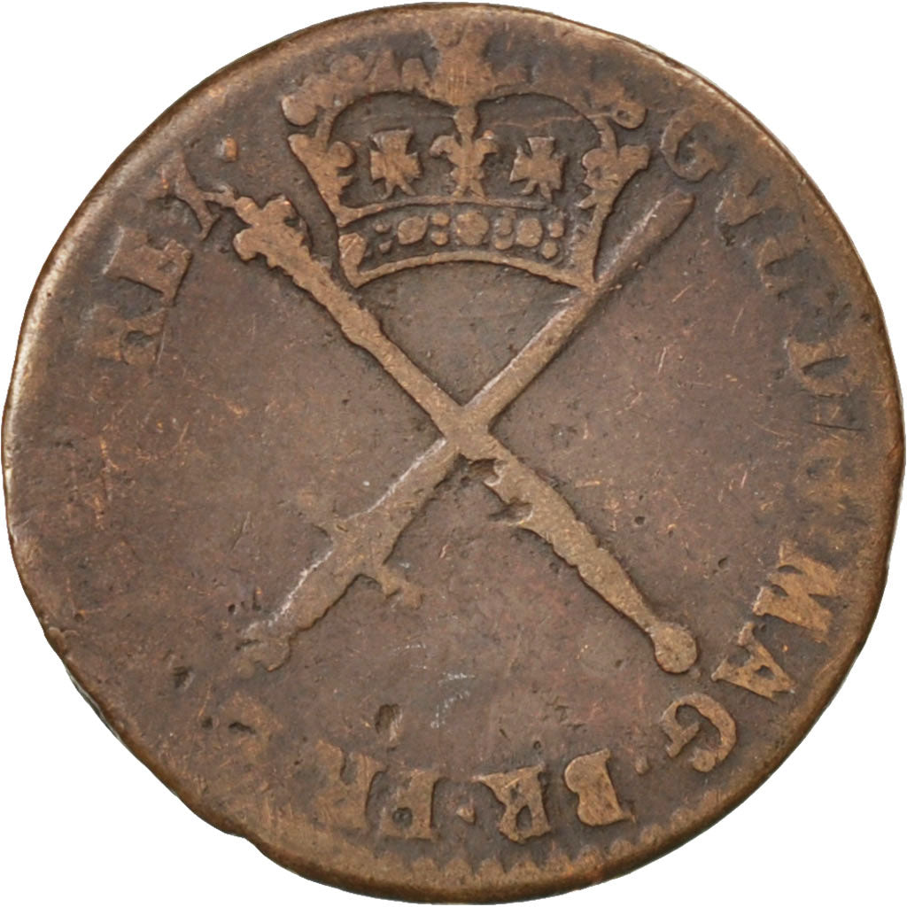 SCOTLAND, 2 Pence, 1696, KM #138, VF(20-25), Copper, 2.67