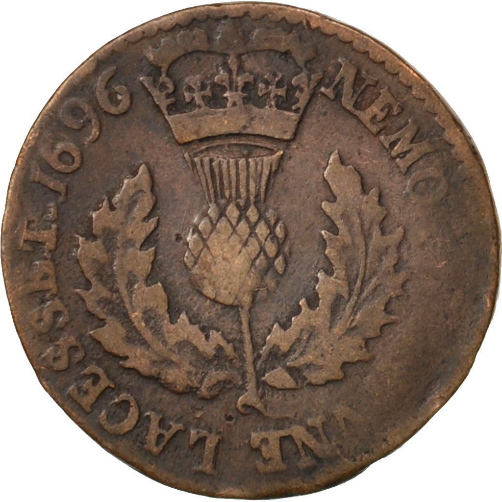 SCOTLAND, 2 Pence, 1696, KM #138, VF(20-25), Copper, 2.67