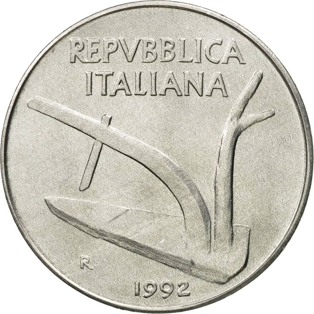 Coin, Italy, 10 Lire, 1992, Rome, MS(60-62), Aluminum, KM:93
