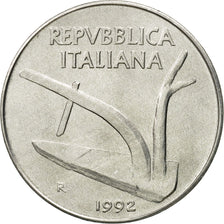 Coin, Italy, 10 Lire, 1992, Rome, MS(60-62), Aluminum, KM:93