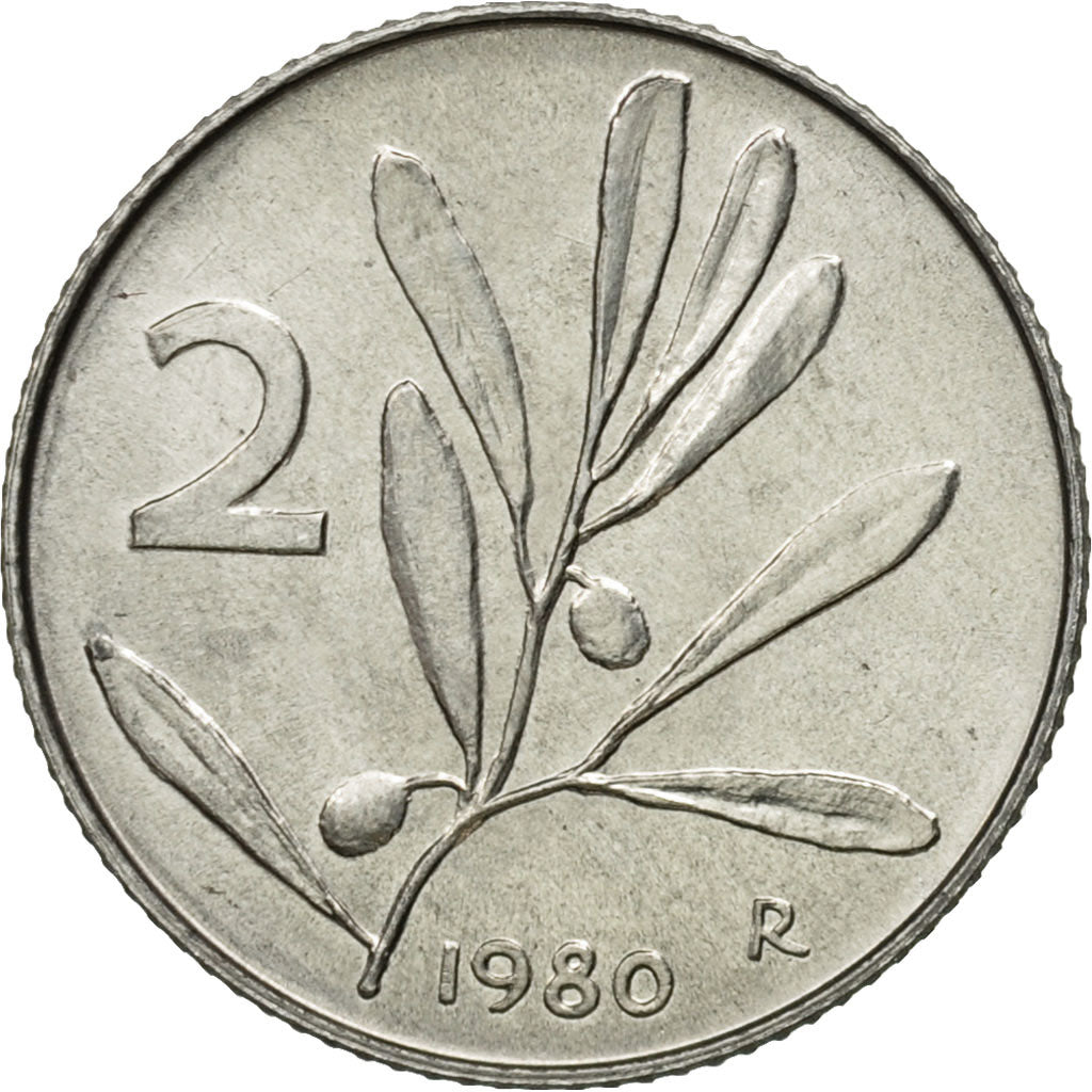 Moneta, Italia, 2 Lire, 1980, Rome, SPL-, Alluminio, KM:94
