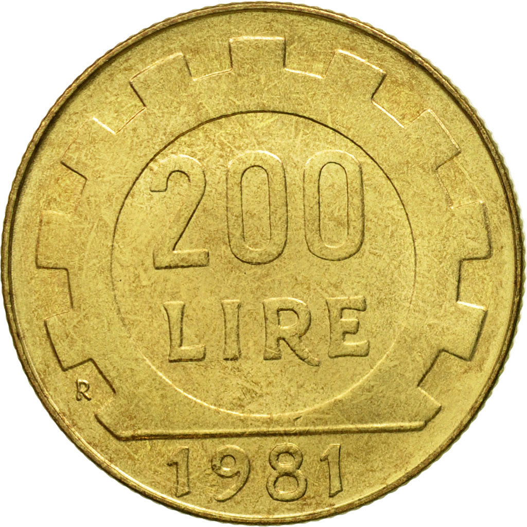 Coin, Italy, 200 Lire, 1981, Rome, AU(50-53), Aluminum-Bronze, KM:105