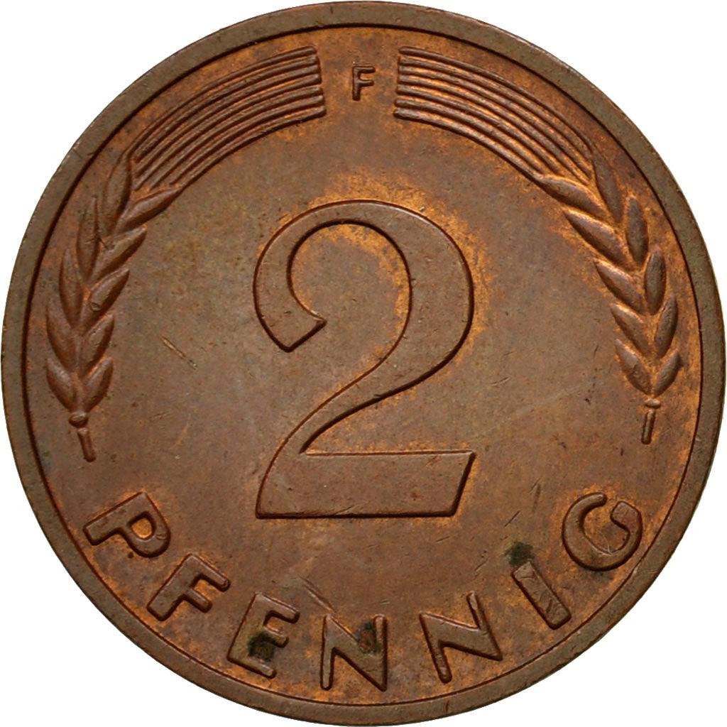 Coin, GERMANY - FEDERAL REPUBLIC, 2 Pfennig, 1968, Stuttgart, EF(40-45), Copper