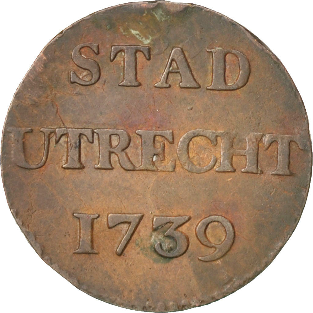 NETHERLANDS, Duit, 1739, KM #91, AU(55-58), Copper, 21.5, 3.13