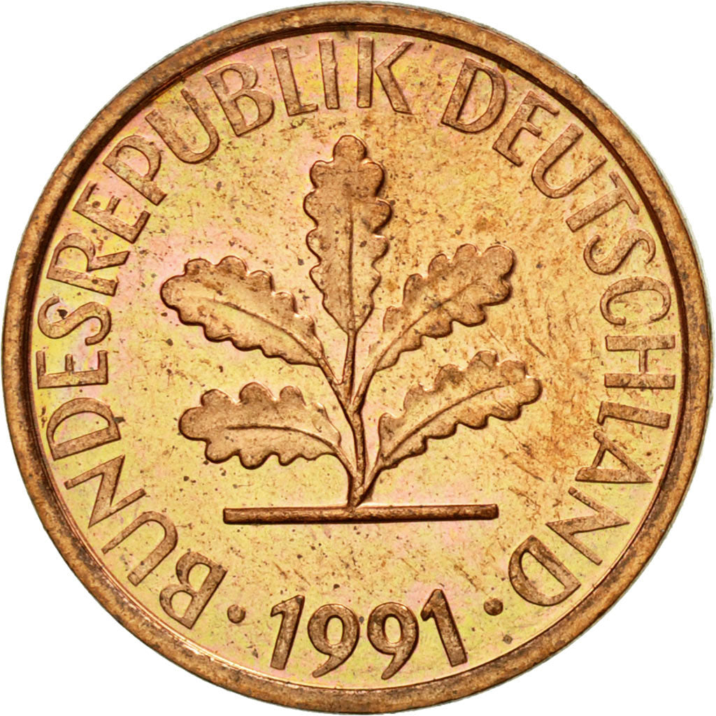 Münze, Bundesrepublik Deutschland, Pfennig, 1991, Berlin, SS+, Copper Plated