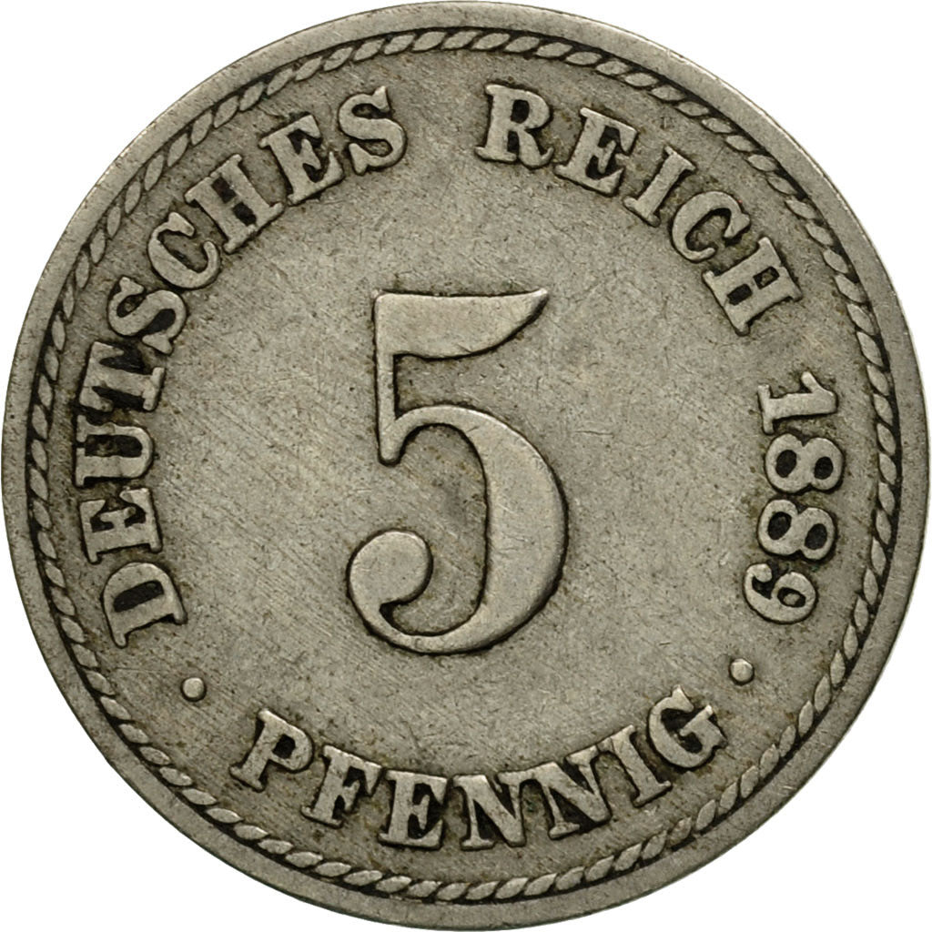 Coin, GERMANY - EMPIRE, Wilhelm I, 5 Pfennig, 1889, Berlin, VF(30-35)