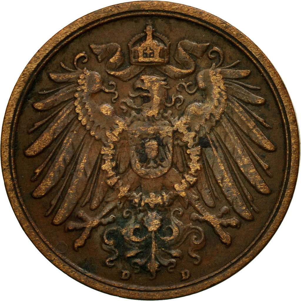 Coin, GERMANY - EMPIRE, Wilhelm II, 2 Pfennig, 1906, Munich, VF(30-35), Copper