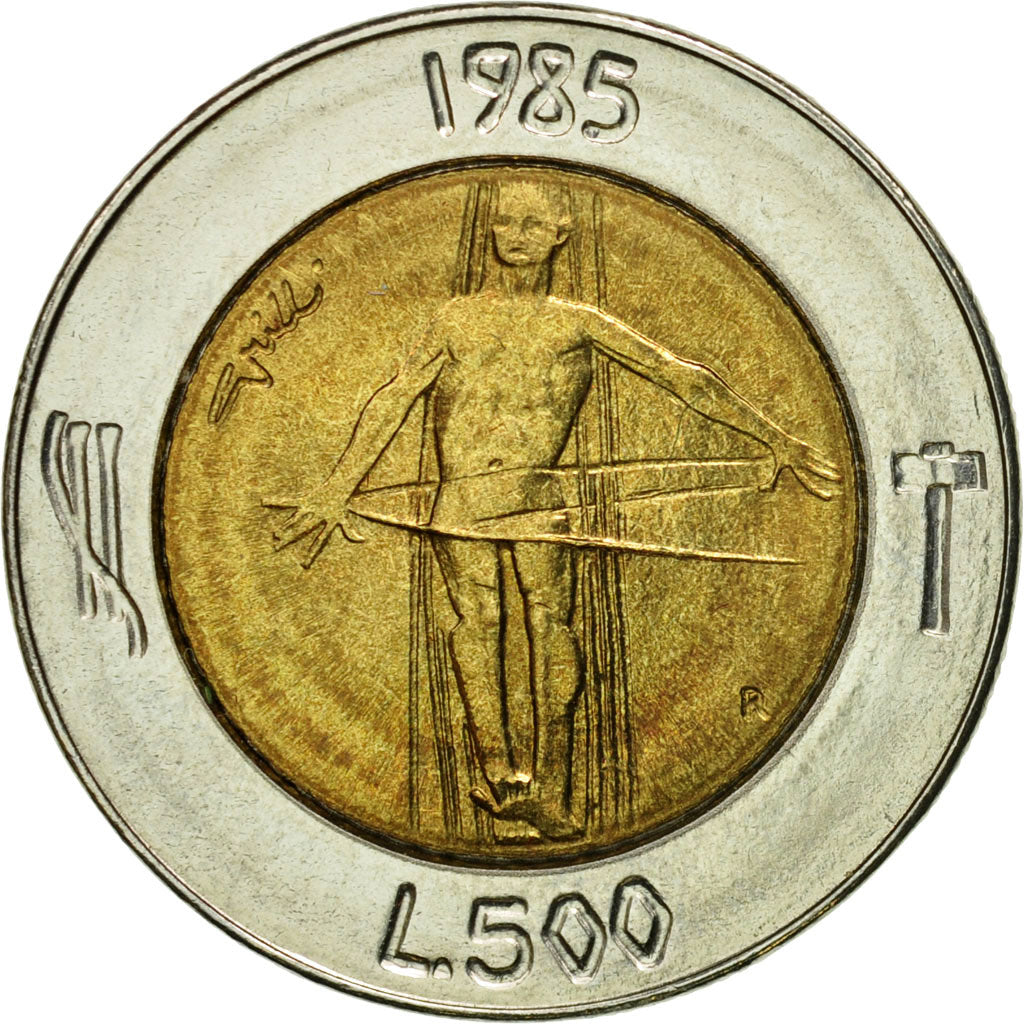 Coin, San Marino, 500 Lire, 1985, Rome, AU(50-53), Bi-Metallic, KM:181