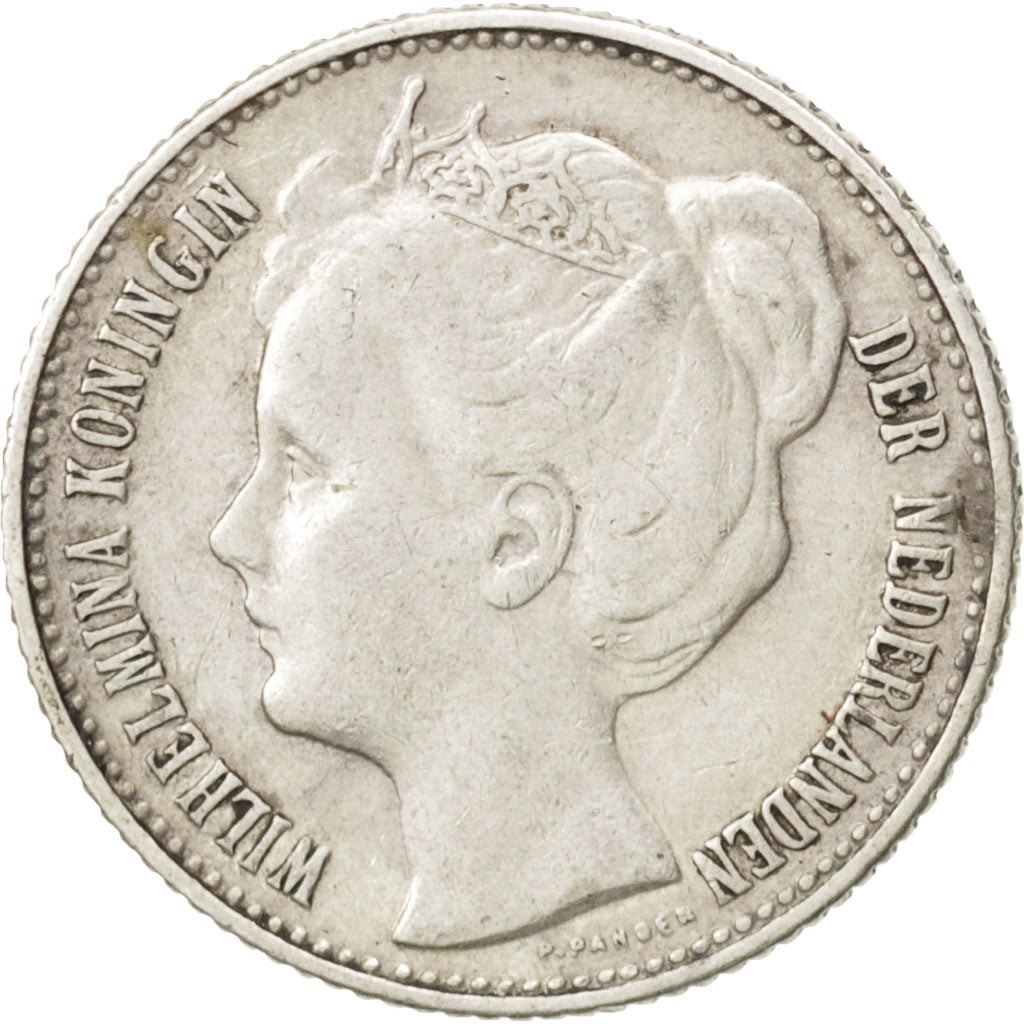NETHERLANDS, 1/2 Gulden, 1908, KM #121.2, EF(40-45), Silver, 22, 4.97