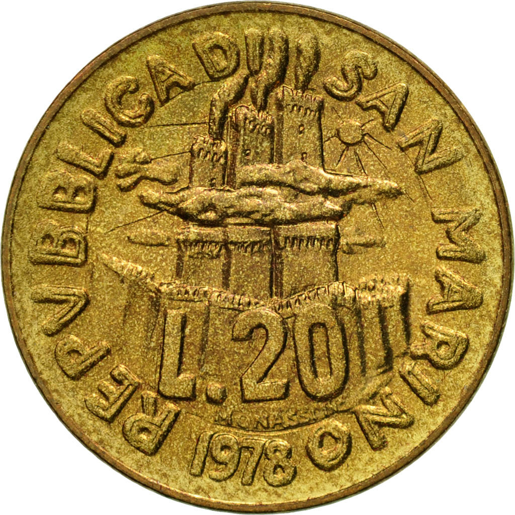 Munten, San Marino, 20 Lire, 1978, Rome, PR, Aluminum-Bronze, KM:80