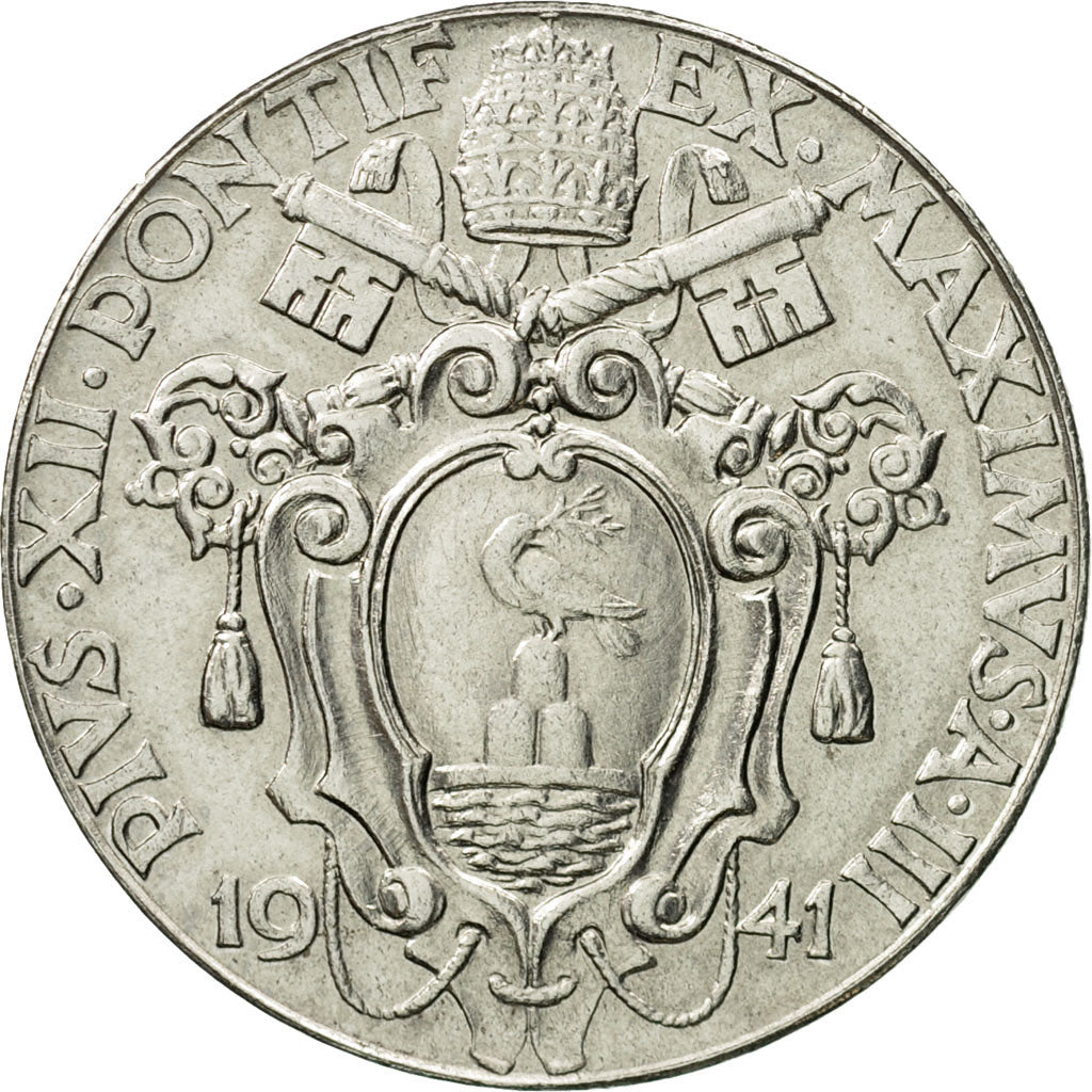 Coin, VATICAN CITY, Pius XII, 2 Lire, 1941, Roma, MS(63), Stainless Steel