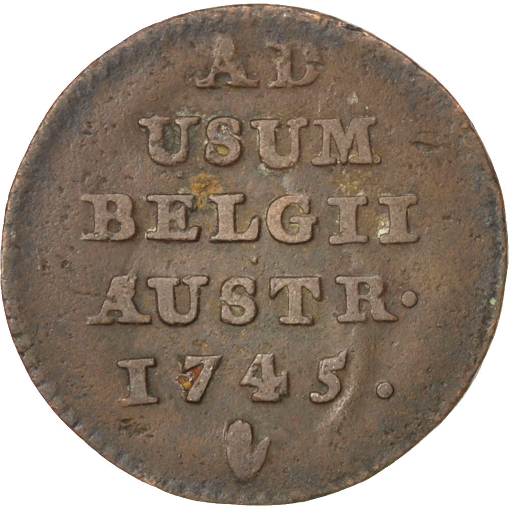 AUSTRIAN NETHERLANDS, Liard, Oord, 1745, Anvers, KM #1, VF(30-35), Copper, 3.52