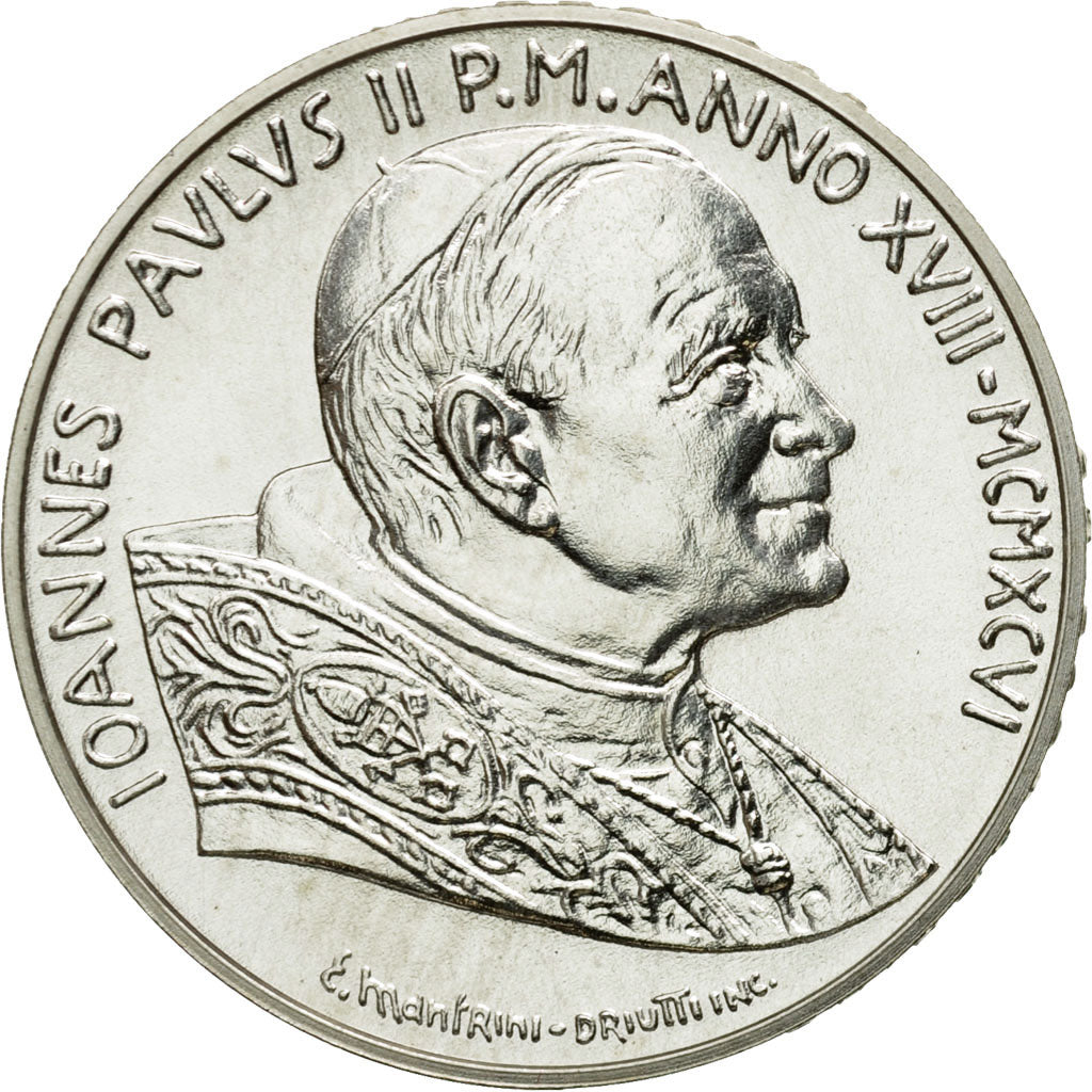Coin, VATICAN CITY, John Paul II, 500 Lire, 1996, Roma, MS(63), Silver, KM:269