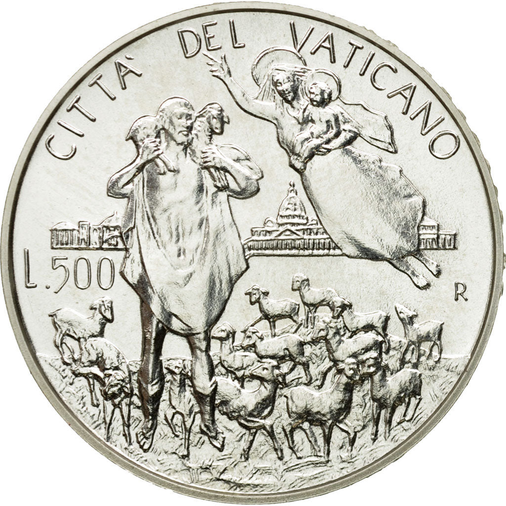 Coin, VATICAN CITY, John Paul II, 500 Lire, 1996, Roma, MS(63), Silver, KM:269