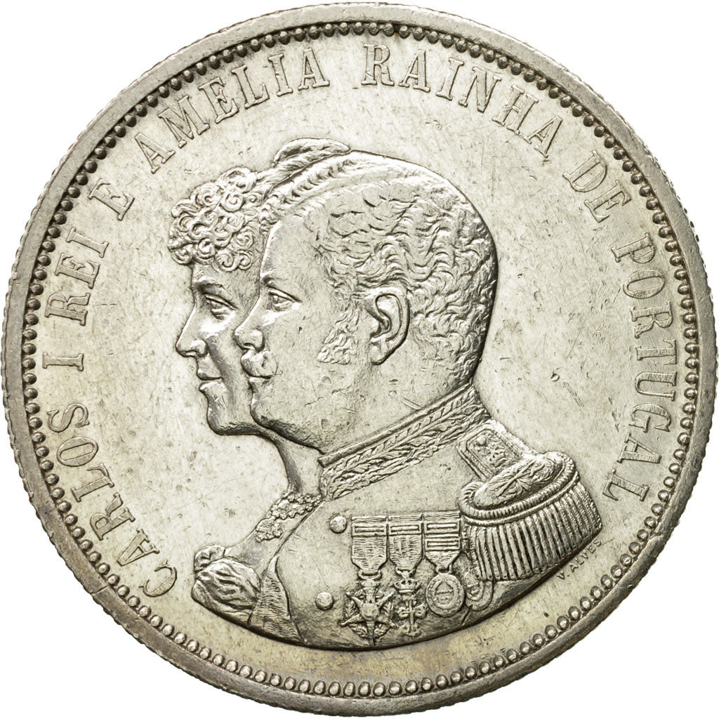 Coin, Portugal, Carlos I, 1000 Reis, 1898, EF(40-45), Silver, KM:539