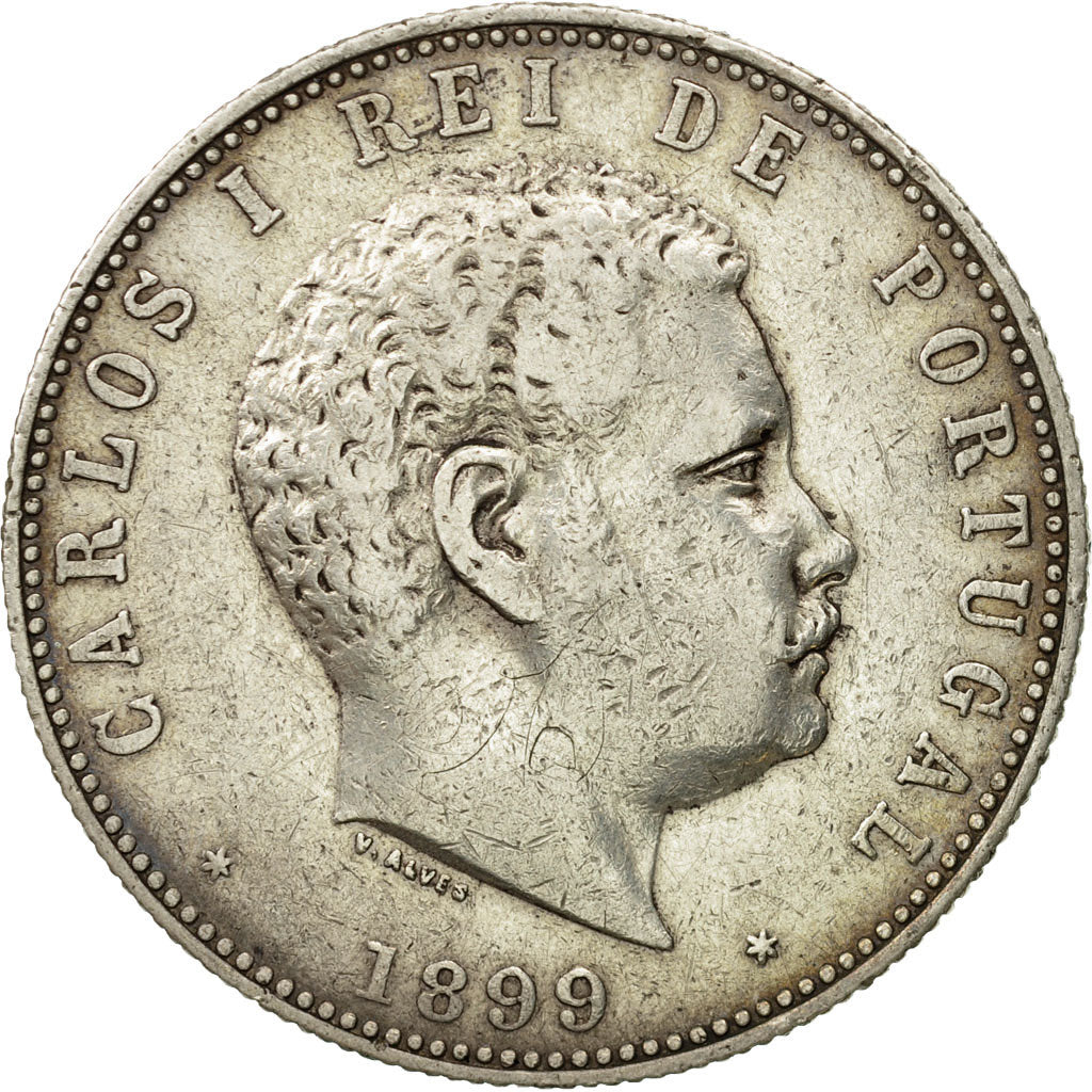Coin, Portugal, Carlos I, 1000 Reis, 1899, EF(40-45), Silver, KM:540
