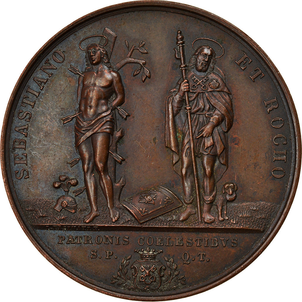 Italy, Medal, Sebastiano et Rocho, 1656, Pasinati, Restrike, AU(55-58), Copper
