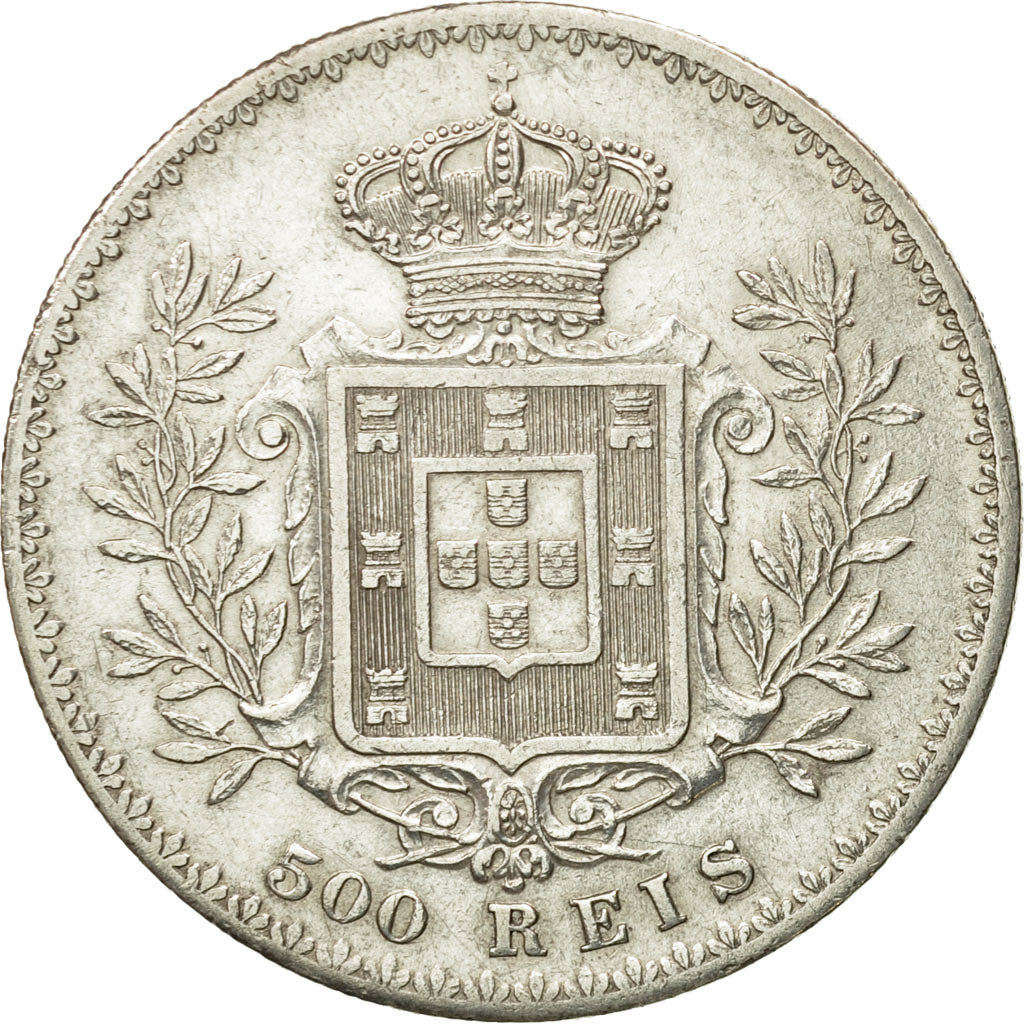 Moneta, Portogallo, Carlos I, 500 Reis, 1893, BB, Argento, KM:535