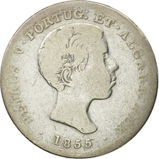 Moneda, Portugal, Pedro V, 500 Reis, 1855, BC, Plata, KM:494