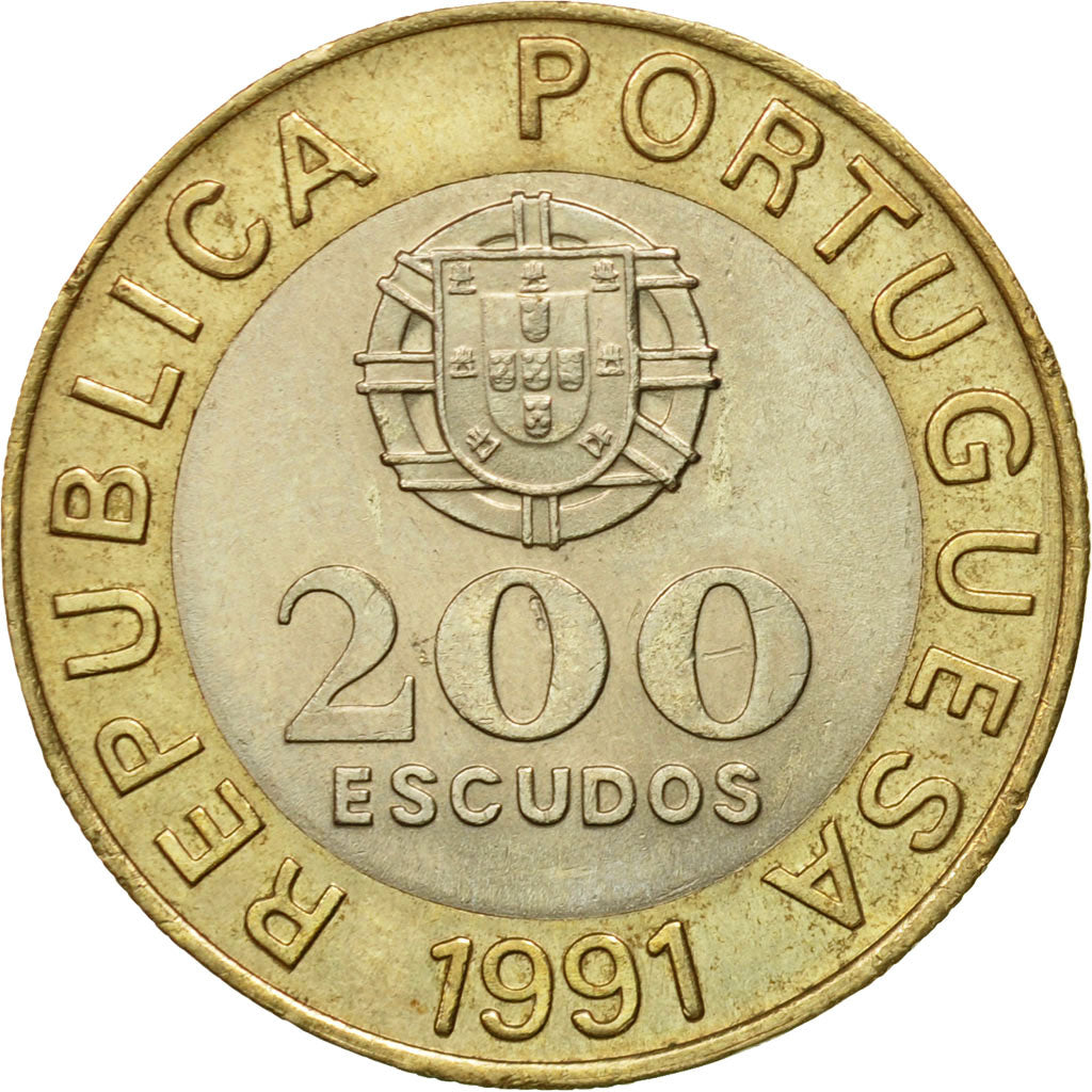 Coin, Portugal, 200 Escudos, 1991, AU(55-58), Bi-Metallic, KM:655