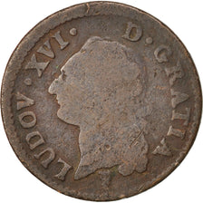 FRANCE, Sol ou sou, Sol, 1789, Bordeaux, KM #578.8, F(12-15), Copper, Gadoury...