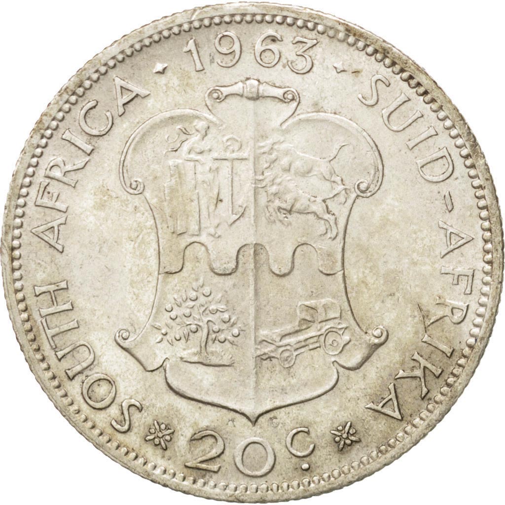 SOUTH AFRICA, 20 Cents, 1963, KM #61, MS(63), Silver, 11.39