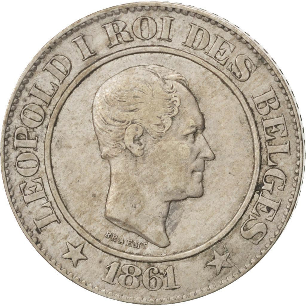 BELGIUM, 20 Centimes, 1861, KM #20, EF(40-45), Copper-Nickel, 7.17