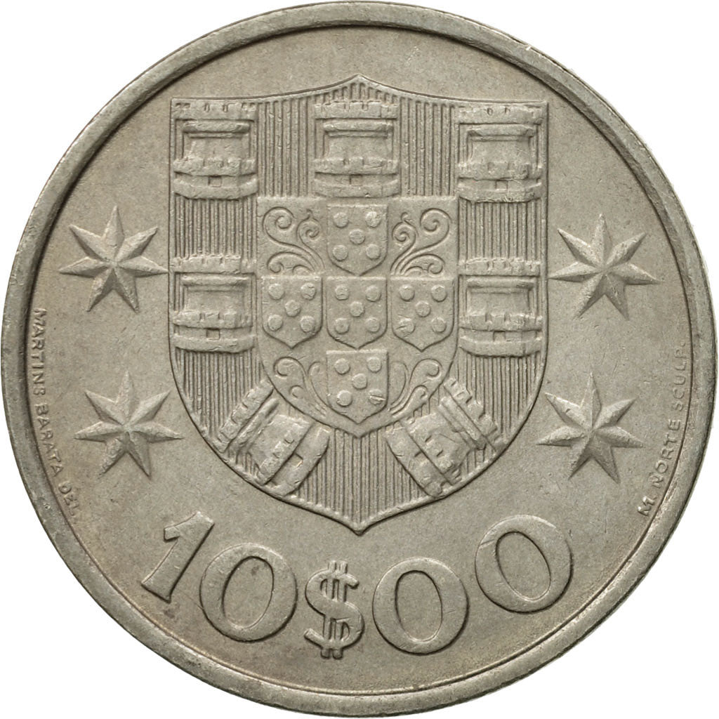 Coin, Portugal, 10 Escudos, 1974, EF(40-45), Copper-Nickel Clad Nickel, KM:600