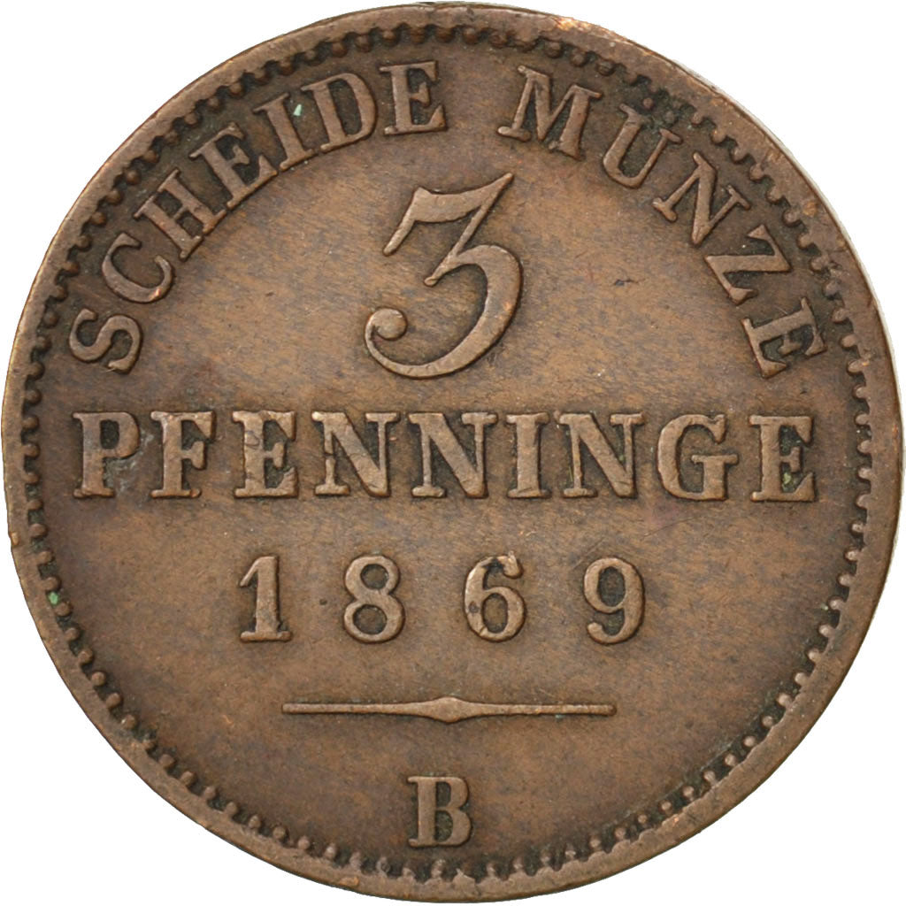 Stati tedeschi, 3 Pfennig, 1869, KM:482