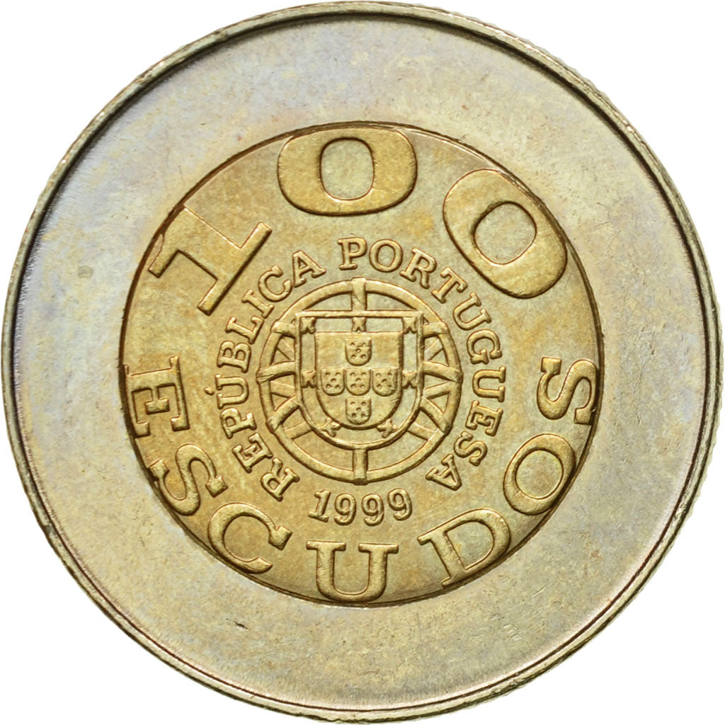 Coin, Portugal, 100 Escudos, 1999, Lisbon, EF(40-45), Bi-Metallic, KM:722.2