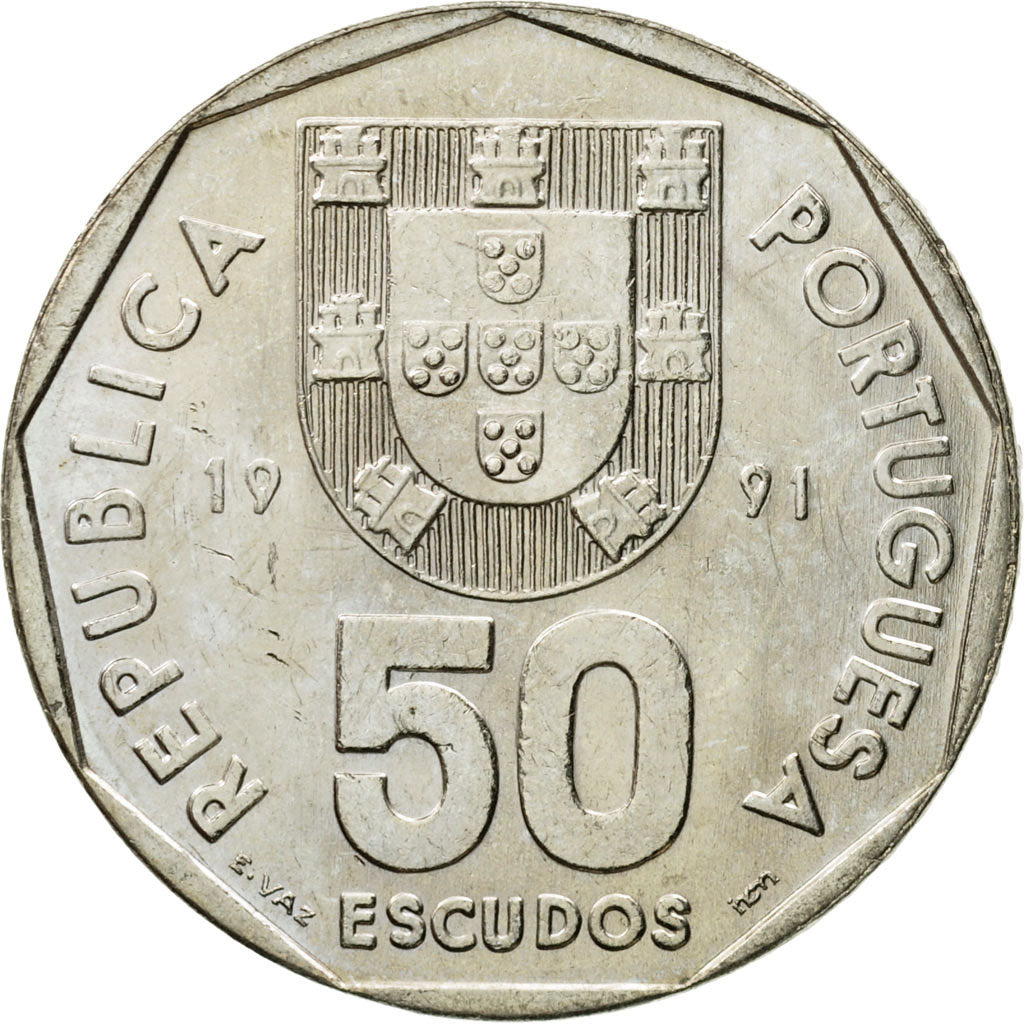 Munten, Portugal, 50 Escudos, 1991, ZF+, Copper-nickel, KM:636