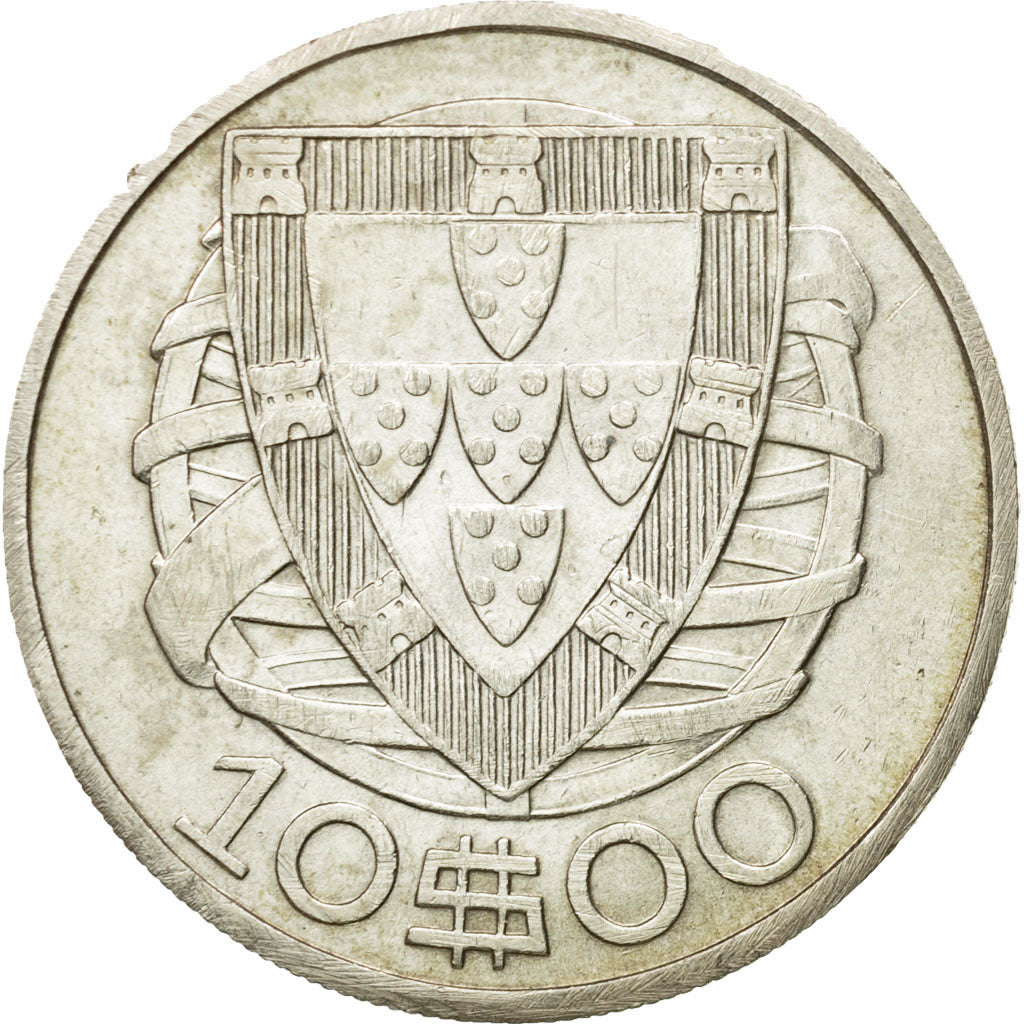 Coin, Portugal, 10 Escudos, 1948, EF(40-45), Silver, KM:582