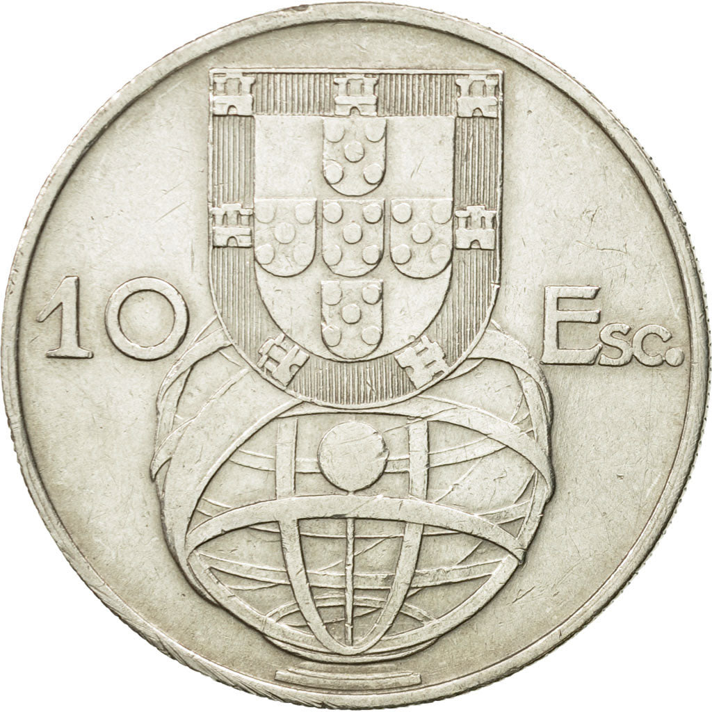 Coin, Portugal, 10 Escudos, 1954, EF(40-45), Silver, KM:586