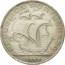Coin, Portugal, 10 Escudos, 1955, EF(40-45), Silver, KM:586