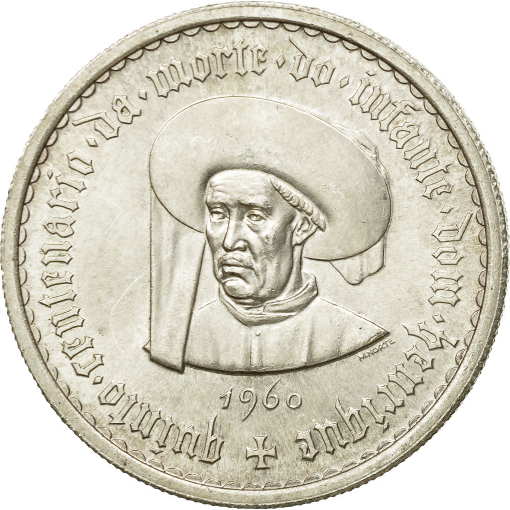 Coin, Portugal, 10 Escudos, 1960, Lisbon, EF(40-45), Silver, KM:588
